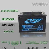 Bình ắc quy xe Wave ZX hãng DFB Batteries dung lượng 12V 5AH