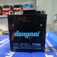Bình acquy xe máy khô miễn bảo dưỡng Đồng Nai PTX6HL | 12V - 5Ah, bình ắc quy xe máy honda 12v.