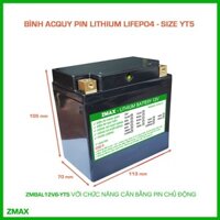Bình Acquy ZMax Pin Lithium LifePO4 12V 6ah, ZMBAL12V6-YT5 Dùng Cho Xe Máy