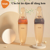 Bình ăn dặm BBET silicon thực phẩm cao cấp chính hãng có vạch chia ml, mềm dai không làm đau miệng bé