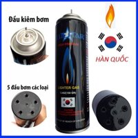 Bình Bơm ga cho bật-lửa-hộp-quẹt kèm 5 đầu bơm các loại bật-lửa-gas - Blue Hàn Quốc 150 gram