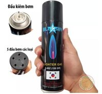 Bình Bơm ga cho bật-lửa-hộp-quẹt kèm 5 đầu bơm các loại bật-lửa-gas - Blue Hàn Quốc 150 gram