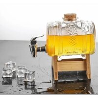 Bình Bom Rượu Thủy Tinh Nắp Gỗ 3.0 Lít Có Vòi Rót - Nắp Gỗ ÉP Cao Cấp , Chân Gỗ Theo Bình(MĐ)
