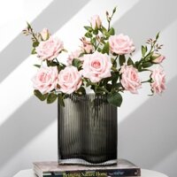 Bình bông lọ hoa decor Qhouse thuỷ tinh vân sóng sọc dáng đàn hạc cầm Harp độc đáo sang trọng