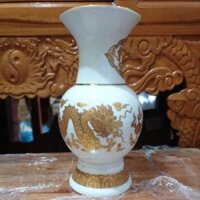 Bình bông sứ trắng rồng cao 21cm