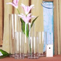 Bình Bông Thủy Tinh Trang Trí Dáng Trụ Tròn D12CM * H30CM