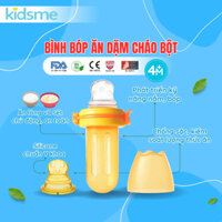 Bình bóp thức ăn chống hóc silicone kidsme cho bé ăn cháo bột - 2 ti nhai