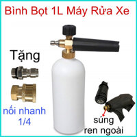 Bình Bọt Tuyết 1L Cho Máy Rửa Xe (Tặng Khớp Nối Nhanh 14mm Lắp Cho Súng Xịt Ren Ngoài)