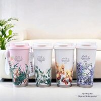 Bình cà phê 500ml tráng men sứ. Ly giữ nhiệt inox cao cấp SUS 316, kèm ống hút. Kiểu dáng sang trọng