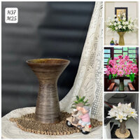 Bình Cắm Hoa Gốm Bát Tràng Dáng Loa Kèn, Mặt Hồ Men Mộc, Bình Hoa, Lọ Hoa Gốm Mộc Bát Tràng