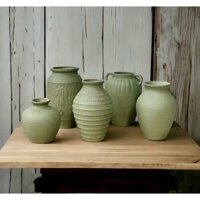 Bình cắm hoa gốm sứ Bát Tràng men xanh atlantic