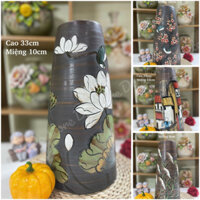 Bình cắm hoa, Lọ hoa vẽ tay gốm sứ Bát Tràng, bình cắm hoa tuyết mai, cành quả các loại, decor trang trí phòng khách