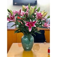 Bình cắm hoa men hỏa biến, xanh ngọc. Gốm sứ Bát Tràng.