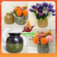 Bình cắm hoa nơ tròn Quỳnh Gốm Bát Tràng men lạnh cao cấp