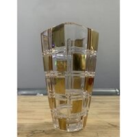 Bình cắm hoa thủy tinh họa tiết ô vuông mạ vàng lọ cắm hoa pha lê lấp lánh cao cấp kích thước 13x24cm