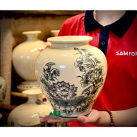 BÌNH CÁT TƯỜNG hoạ tiết hoa sen - gốm Chu đậu