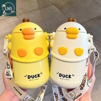 Bình chân không CRAFTYCORNER, Cốc cách nhiệt hoạt hình hợp thời trang chống rơi, Bình nước cách nhiệt hình con vịt ấm đun nước dung tích lớn chống rò rỉ Trường học