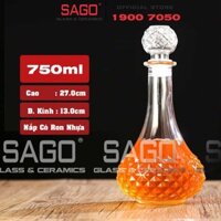 Bình Chiết Rượu , Bình Ngâm Rượu Cổ Cao 750ml | Nắp Thủy Tinh Ron Nhựa