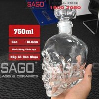 Bình Chiết Rượu , Bình Ngâm Rượu Đầu Lâu 750ml | Nắp Thủy Tinh Ron Nhựa
