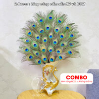 Bình chim công MS4 và 30 cành lông công phong thủy loại 1