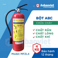 Bình chữa cháy bột ABC 4kg. Model: MFZL4 phù hợp cho gia đình, quán ăn, shop, spa  tiêu chuẩn  PCCC
