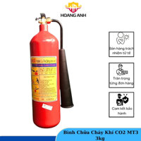 Bình Chữa Cháy Khí CO2 MT3 3kg  - Thân hình trụ bằng thép sơn tĩnh điện đỏ dày và nặng, loa phun thiết kế dạng phễu to