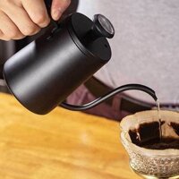 Bình cổ ngỗng có nhiệt kế Ấm cổ ngỗng tay gỗ Bình pha cà phê 600ml Máy pha cà phê inox 304 Pour coffee