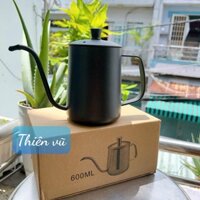 Bình cổ ngỗng vòi dai pha cafe, ấm đen rót nước cổ điển thép không gỉ cao cấp sang trọng