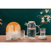 Bình - cốc nước thuỷ tinh vân sần chịu nhiệt (không kèm khay và giá)