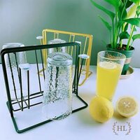 Bình cốc thuỷ tinh phong cách NORDIC Quả Trám  Bộ Bình Ly Thuỷ Tinh Chịu Nhiệt Tạo Hình Dãy NúiMix Lẻ - Úp cốc Xanh