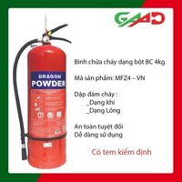 Bình cứu hỏa  bột chữa cháy Dragon BC 4kg - MFZ4, Bình dập lửa, cứu hỏa, đạp được thiết bị điện, lỏng, khí