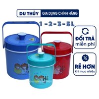 Bình đá giữ lạnh tròn có quai xách loại nhỏ 1l, 2l, 3l, 5l nhựa pp chính phẩm cao cấp, hai lớp nhựa giữ lạnh tốt