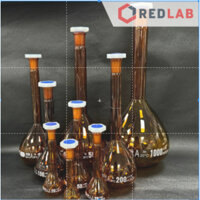 Bình định mức Nâu BIOHALL 2L 5L 10L, class A, nút nhựa, vạch sơn xanh, có VAT