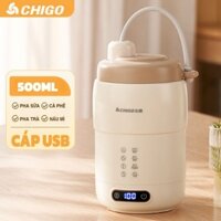 Bình Đun Nước Siêu Tốc Mini CHIGO, Hâm Nóng, Giữ Nhiệt ( Sử dụng điện 220V + Cáp Sạc USB )