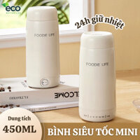 Bình đun nước siêu tốc mini ECO du lịch 450ml giữ ấm đun sôi công suất 300w 4 mức nhiệt tùy chỉnh