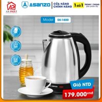 BÌNH ĐUN SIÊU TỐC 1.8L ASANZO SK-1800 (INOX) Nhanh chóng, tiện lợi -  HÀNG CHÍNH HÃNG BẢO HÀNH 12 THÁNG