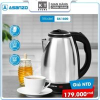 Bình Đun Siêu Tốc 1.8L ASANZO -  SK-1800 (INOX) - Ấm Siêu Tốc ASANZO CHÍNH HÃNG - BẢO HÀNH 12 THÁNG