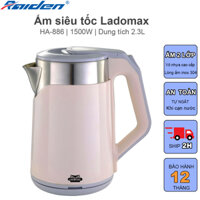Bình đun siêu tốc 2 lớp 2.3L Ladomax HA-886 lòng ấm inox 304, đun nước sôi nhanh - Bảo hành 12 tháng