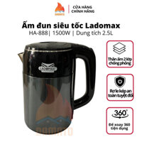 Bình đun siêu tốc 2.5L, ấm siêu tốc đun nước siêu nhanh Inox 2 lớp chống phỏng Ladomax HA-888