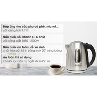 Bình đun siêu tốc Delites 1.7 lít HHB1732 Mới 100%