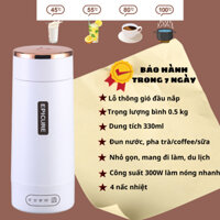 Bình Đun Siêu Tốc Mini Cầm Tay 300ML Kiêm Bình Giữ Nhiệt Có 4 Chế Độ Nấu Nước Nóng, Pha Trà, Coffee, Sữa Siêu Tiện Lợi