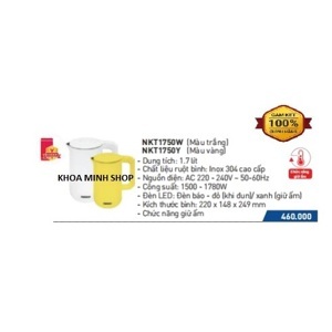 Bình đun siêu tốc Nanoco NKT1750