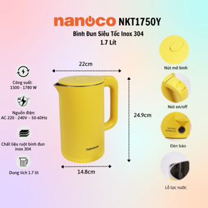 Bình đun siêu tốc Nanoco NKT1750