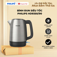 Bình đun siêu tốc PHILIPS HD9350/90 (1.7L - 1850W) Bình Inox, Tự ngắt khi nước sôi và cạn nước