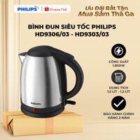 Bình đun siêu tốc PHILIPS HD9306/03 (1.2L - 1.5L, 1800W) Tự động ngắt điện, Nắp mở lò xo