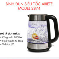 Bình đun siêu tốc thủy tinh 1.7 lít Ariete MOD.2874