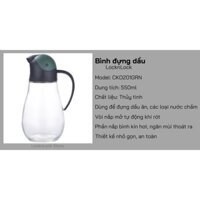 Bình đựng dầu bằng thủy tinh với nắp mở tự động Lock & Lock 550ml - Màu xanh lá cây CKO201GRN