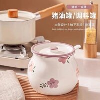 Bình Đựng Dầu Mỡ Heo Gốm Sứ Mẫu Mới Có Nắp, Hộp Đựng Dầu Ớt Gia Dụng Dung Tích Lớn Chịu Nhiệt Độ Cao, Hộp Đựng Gia Vị Nh