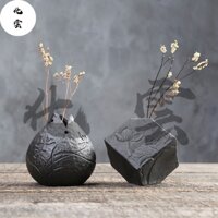 Bình đựng đồ đá phong cách Nhật Bản [Huayun] Bình hoa thủ công cổ điển Cây cắm hoa bằng gốm sứ Kích thước nhỏ Thủy canh Mini Zen Đồ trang trí phong cách Trung Quốc Phòng khách Đồ dùng trồng trọt làm vườn tươi Bình hoa