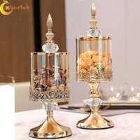 Bình đựng đồ thủy tinh RADIANTFLASH, - Bình kẹo phong cách châu Âu cổ điển, Hộp đựng đồ ăn nhẹ lễ hội có nắp trang trí Bàn cà phê có chân cao